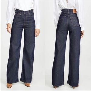 Levi's Ribcage Wide Leg Jeans Size W30 L34 High Rise Non Stretch Denim